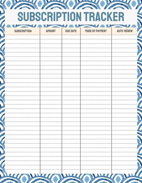 8 FREE Printable Subscription Trackers My Printable Home