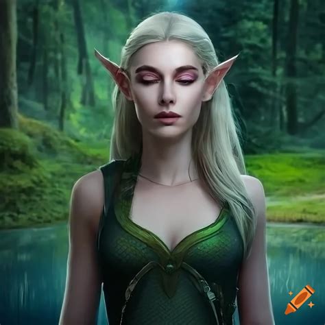 Award Winning Digital Concept Art Of A Fantasy Elf Woman In A Serene