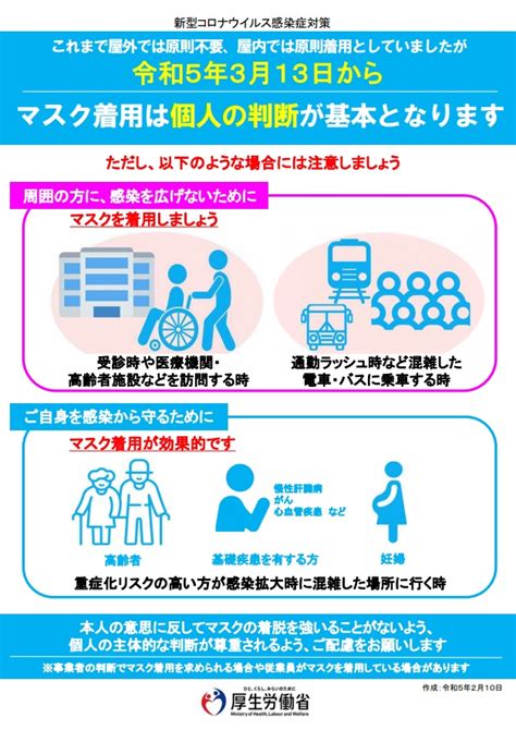 【厚生労働省】マスク着用は個人の判断が基本となります 湖南市商工会