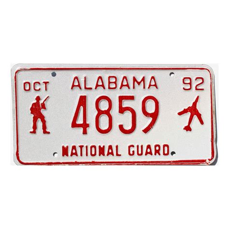 1992 Alabama National Guard 4859 Military License Plates