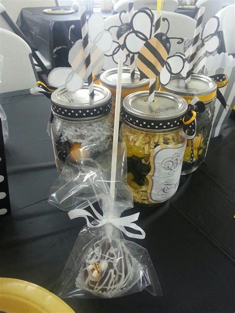 Candy Jars And Cake Pops Made By Me Bumble Treats Mason Jar Centerpieces Mason Jars Cake In A