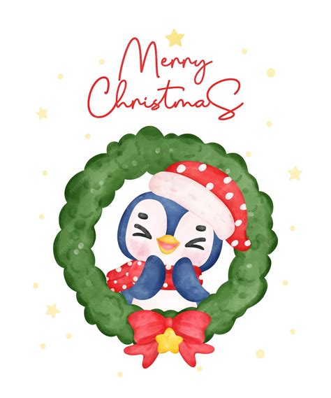 Premium Vector Joyful Penguin Celebrating Christmas In A Festive