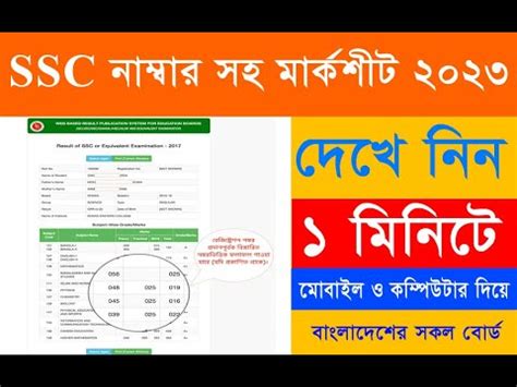 মরকশটসহ SSC Result 2023 SSC Result With Mark Sheet SSC