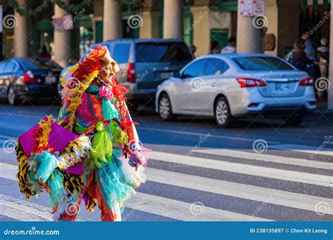 Woman In Red Dress Dancing Barefoot Apulian Folk Dance Call Pizzica Or