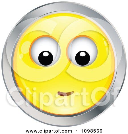 Clipart Yellow And Chrome Bashful Cartoon Smiley Emoticon Face 3 ...