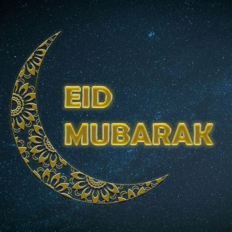 Una Foto Negra Y Dorada De Una Luna Que Dice Eid Mubarak Archivo Psd