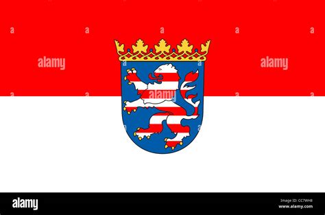 Flag Of Hesse With The Coat Of Arms Of The German Federal State Stock