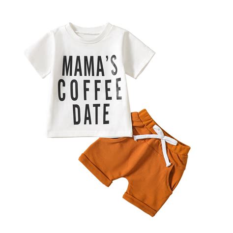 Toddler Boy Outfits Spring Summer Print Letter Short Sleeve Tshirt