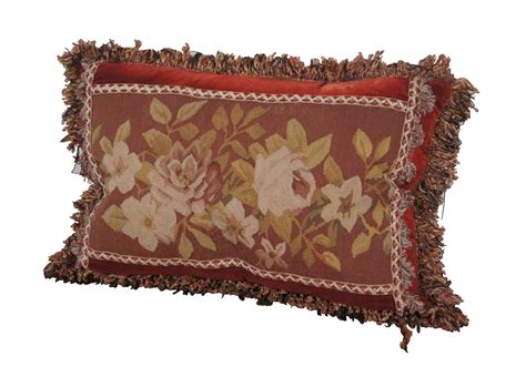 Down Filled Red Velvet Floral Rose Embroidered Lumbar Throw Pillow 18