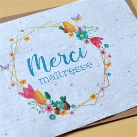 Carte Planter Merci Ma Tresse Fleurs Et Papillons Carte Pousser