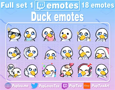 18x Cute Duck Emotes Pack For Twitch Youtube And Discord Full Set 1