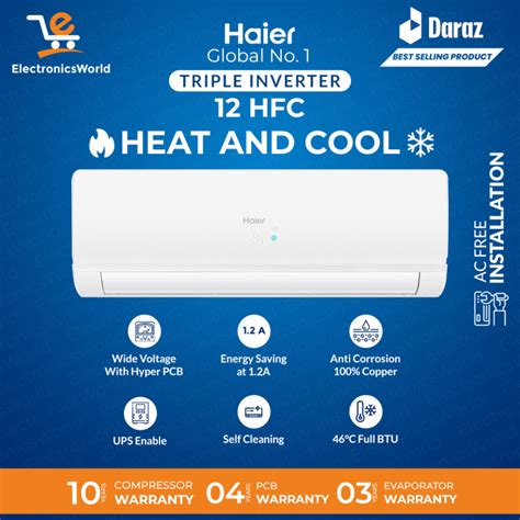 Haier Ac 1 Ton Dc Inverter Heat And Cool Ups Enabled Self Cleaning