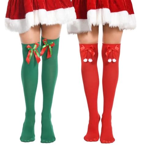 Throne Lady Yilanmy Christmas Thigh High Socks Striped Over Knee