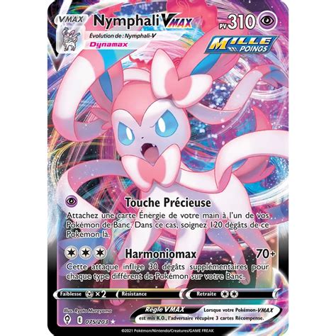 Carte Nymphali Holographique rare VMAX de Pokémon Épée et Bouclier