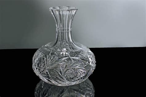 Crystal, Cut Glass Decanter, Pinwheel Pattern, Leaded Crystal, Deep Cut, Antique