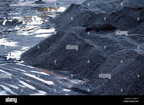 Indonesian Steam Coal Dumb In Open Fields Coal Storage Stock Photo