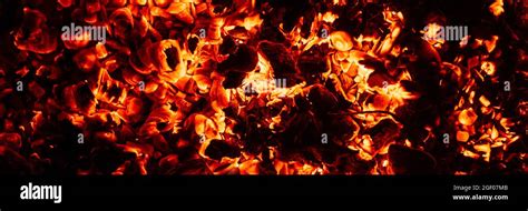 Background Of Burning And Glowing Hot Coals Smoldering Embers Of Fire Flicker Of Burning Coals