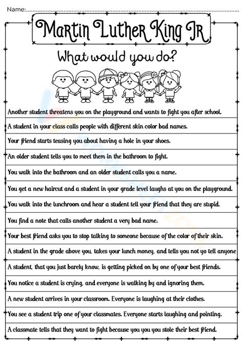 Martin Luther King Jr Reading Comprehension Worksheet