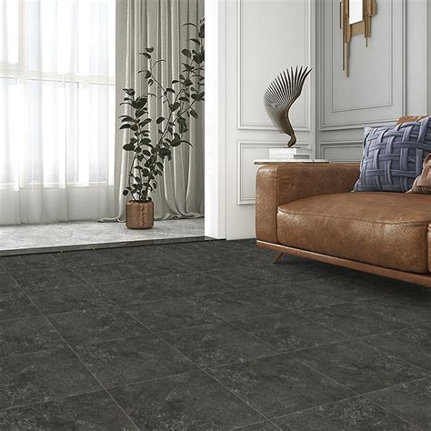 Meiban 12x12 Vinyl Floor Tiles 20pcs Black Marble Peel And Stick Covers 20sqft