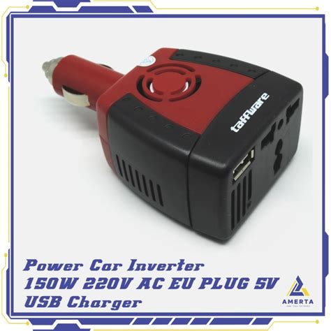 Jual Taffware Power Car Inverter 150w 220v Ac Eu Plug 5v Usb Charger Shopee Indonesia