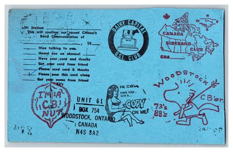 Postcard QSL CB Ham Radio Amateur Card From Woodstock Ontario Canada XM