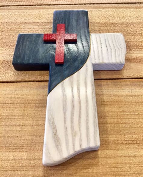 Christian Flag Cross Wood Crosses Diy Wood Flag Cross Art Diy Cross