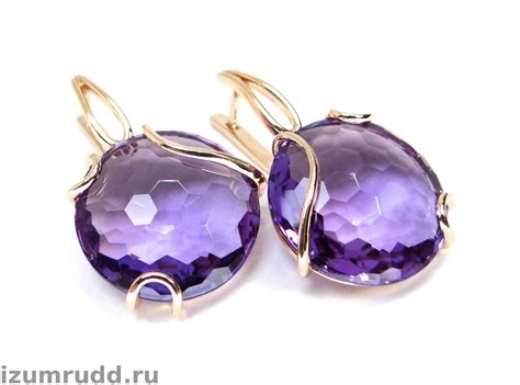 Крупные золотые серьги с аметистами