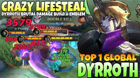 Dyrroth Crazy Lifesteal With Brutal Damage Build Dyrroth Best Build