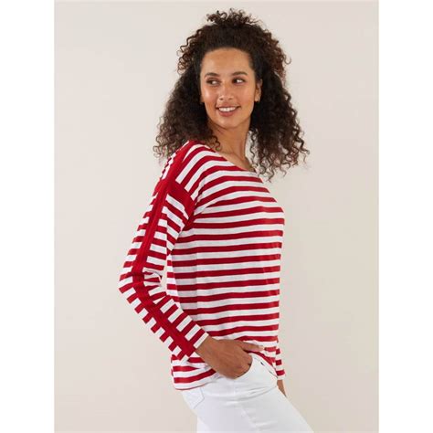 Yarra Trail Cardinal Red Stripe Tee Friedman Cohen