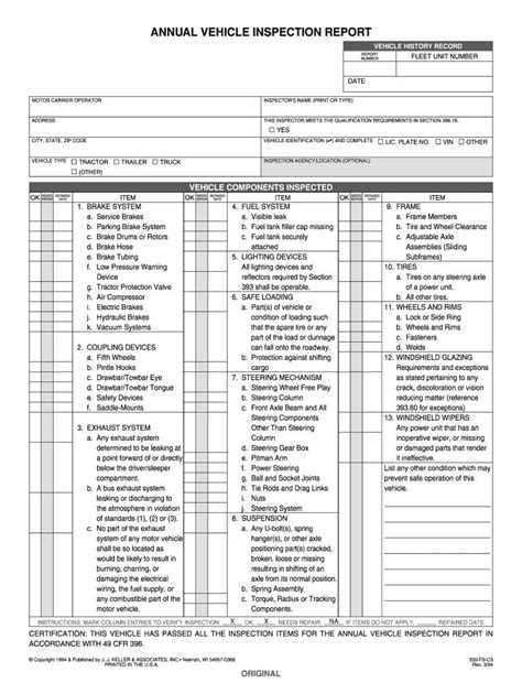 Printable Dot Annual Inspection Form