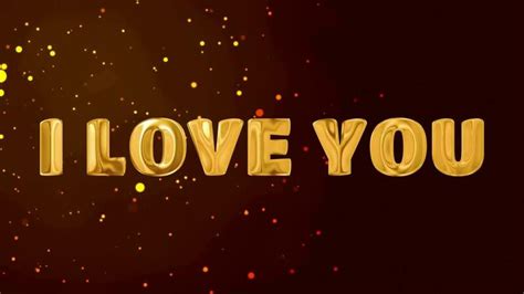 Text I Love You Golden D Digital Technology Animated On Red Particle