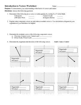 Introduction To Vectors Worksheet By LSMscience TPT