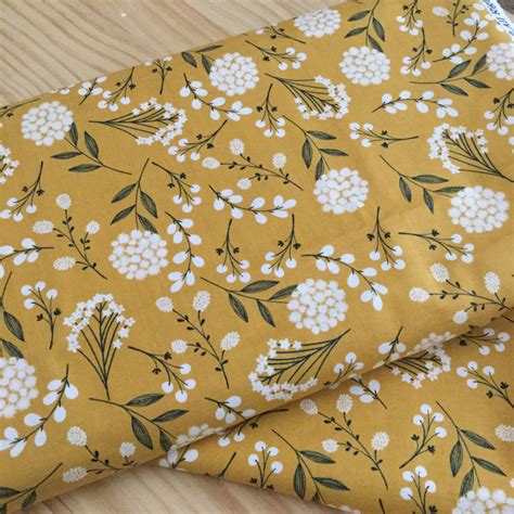 Mustard Floral Fabric By The Yard Floral Quilting Cotton Quilting