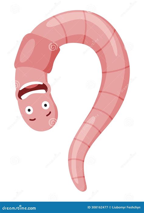 Funny Worm Pink Crawler Scared Earth Worm Cartoon Character Wildlife