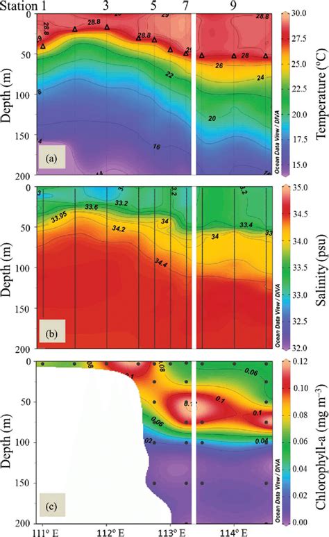 In Situ Vertical Profiles Of A Temperature °c B Salinity Psu