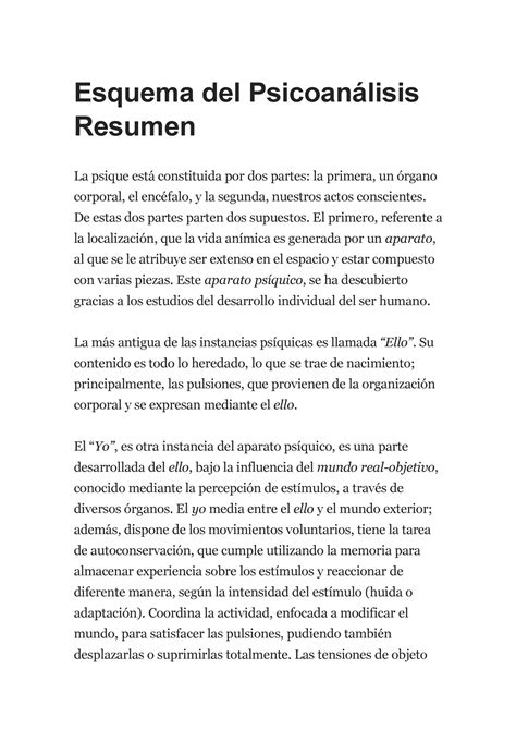 Esquema Del Psicoanálisis Resumen Esquema Del Psicoanálisis Resumen