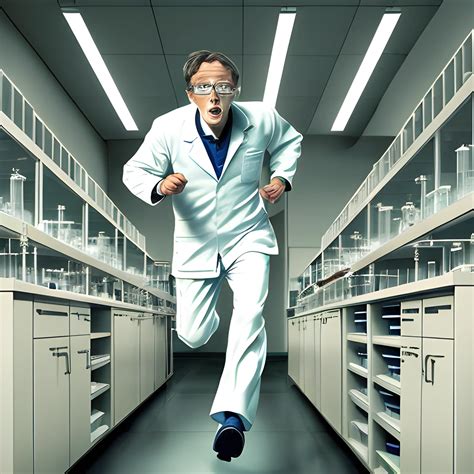 Scientist Running From His Laboratory Arthubai