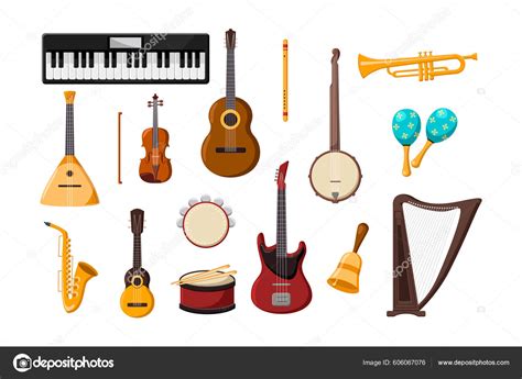 Diversos Instrumentos Musicales Ilustración Dibujos Animados Conjunto