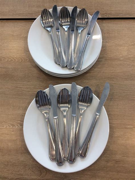 Restaurant Table Decoration Set Of Eating Utensils Food Stock Image