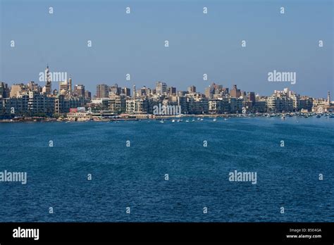 Alexandria Corniche On The Mediterranean Sea In Alexandria Egypt Stock