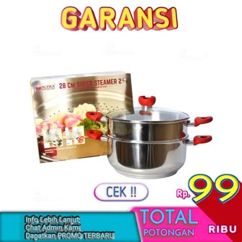 Jual SUPRA Panci Steamer Stainless Steel 2 Susun Alat Pengukus