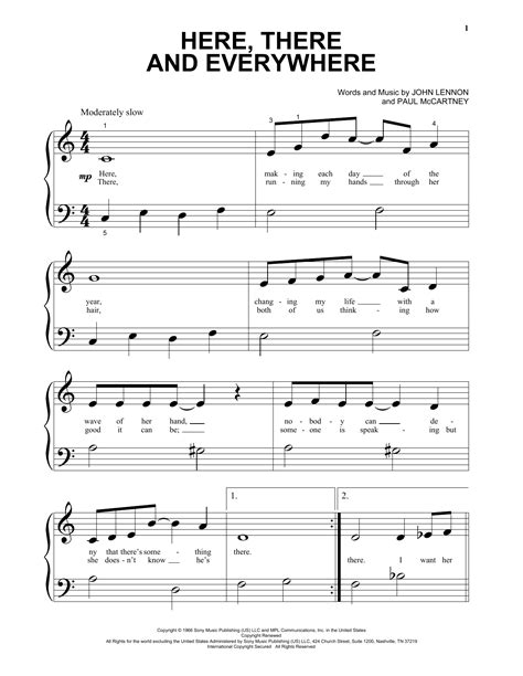 Here There And Everywhere By The Beatles Sheet Music For Beginning