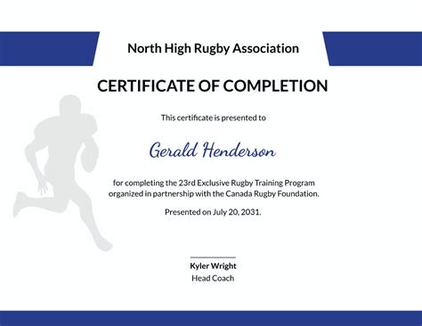 Free Rugby Training Certificate Template Edit Online And Download