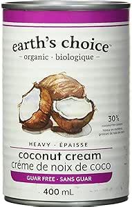 Earth S Choice Organic Heavy Coconut Cream Fat Guar Gum Free