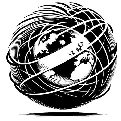 Premium Vector A Black And White Drawing Of A Globe With The Word