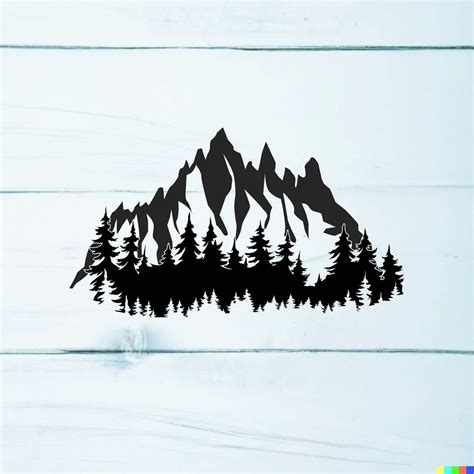 Mountain and Trees Svg, Trees Vector File, Mountain Svg and Png, Forest ...