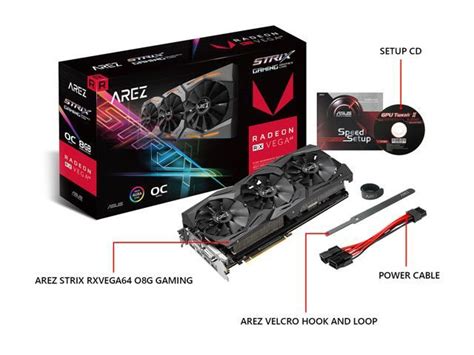 ASUS AREZ STRIX Radeon RX Vega 64 Video Card AREZ STRIX RXVEGA64 O8G