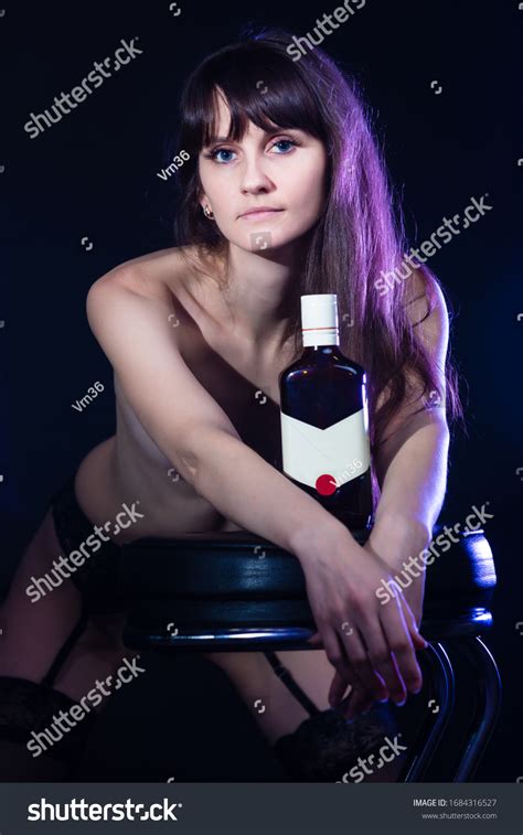 Naked Girl Glass Bottle Whiskey Girl Stock Photo Shutterstock