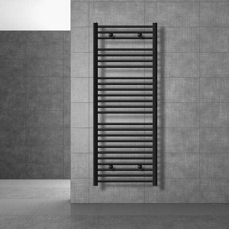 LuxeBath Radiador Toallero de Baño Sahara 600 x 1500 mm Negro Mate