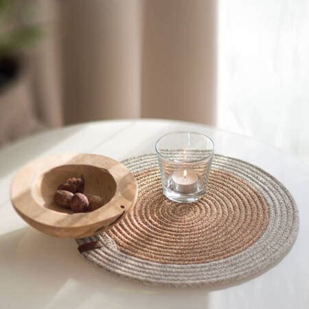 Podkładka na stół LEILA szara śr 35 cm HOME DECOR STYL Styl BOHO